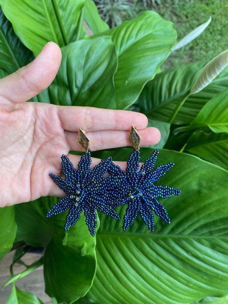 Aretes, Tipo Flor Color Azul
